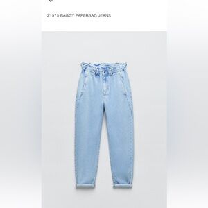Zara worn paper bag jeans size 0